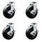 Service Caster 6 Inch Polyolefin Swivel Caster Set with Ball Bearings and Brakes SCC SCC-20S620-POB-TLB-4 - alternate 1